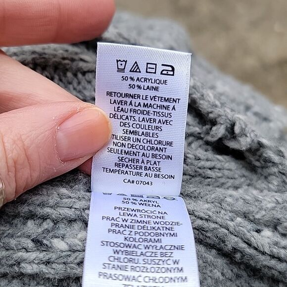 Cynthia Rowley Chunky Thick Cowl Neck Wool Blend Sweater Kangaroo Pocket Sz L - Picture 10 of 12